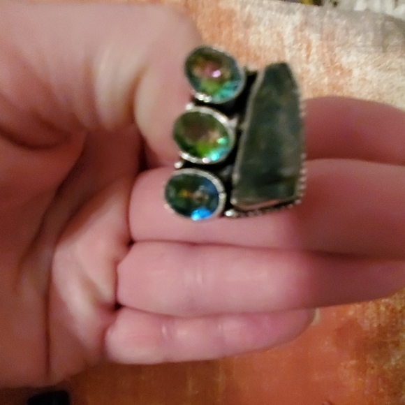 New Mystic Topaz & Natural Kyanite 925 Silver Ring. - Picture 4 of 4